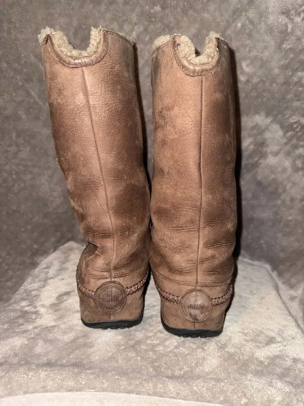 FitFlops Tall Mukluk Moc 2 Shearling Lined Boots Chocolate Brown Womens Sz 6